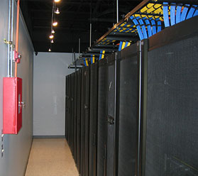 dark gray server cabinets in a row